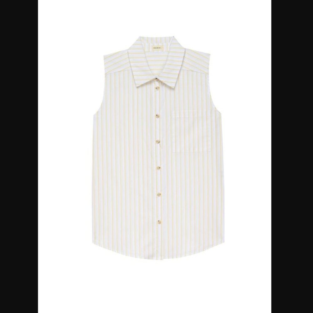 DONNI. The Pop Sleeveless Shirt in Corn Stripe | Size S